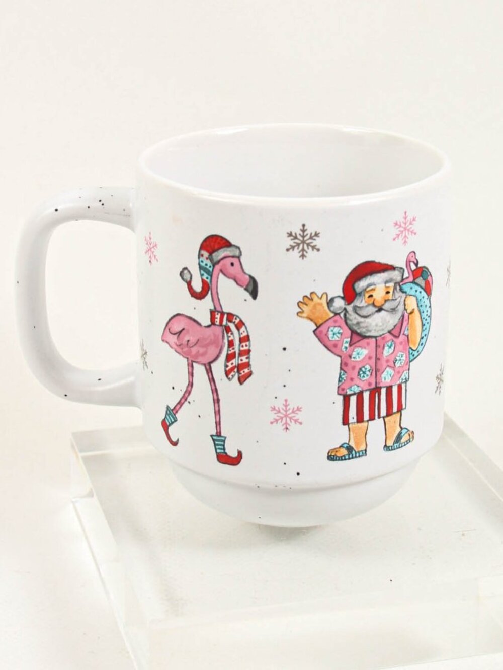 Flamingo Santa Christmas Ceramic Mug